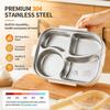 304 Stainless Steel Bento Lunch Box 4 Compartments Leak Proof Microwave Safe Food Container for School Office Workers