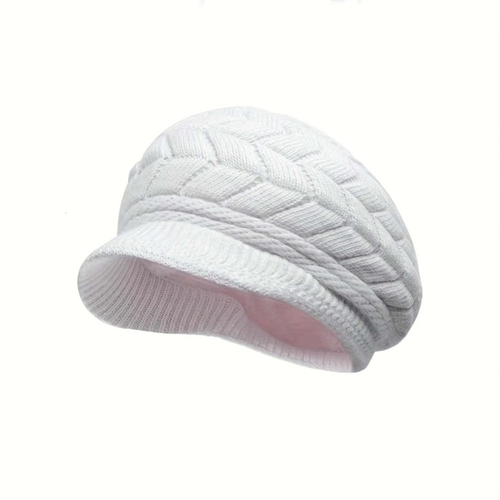 Thicken Warm Women Beret Cap Winter Thicken Knit Hat Elegant Striper Knitted Cap Women Girls