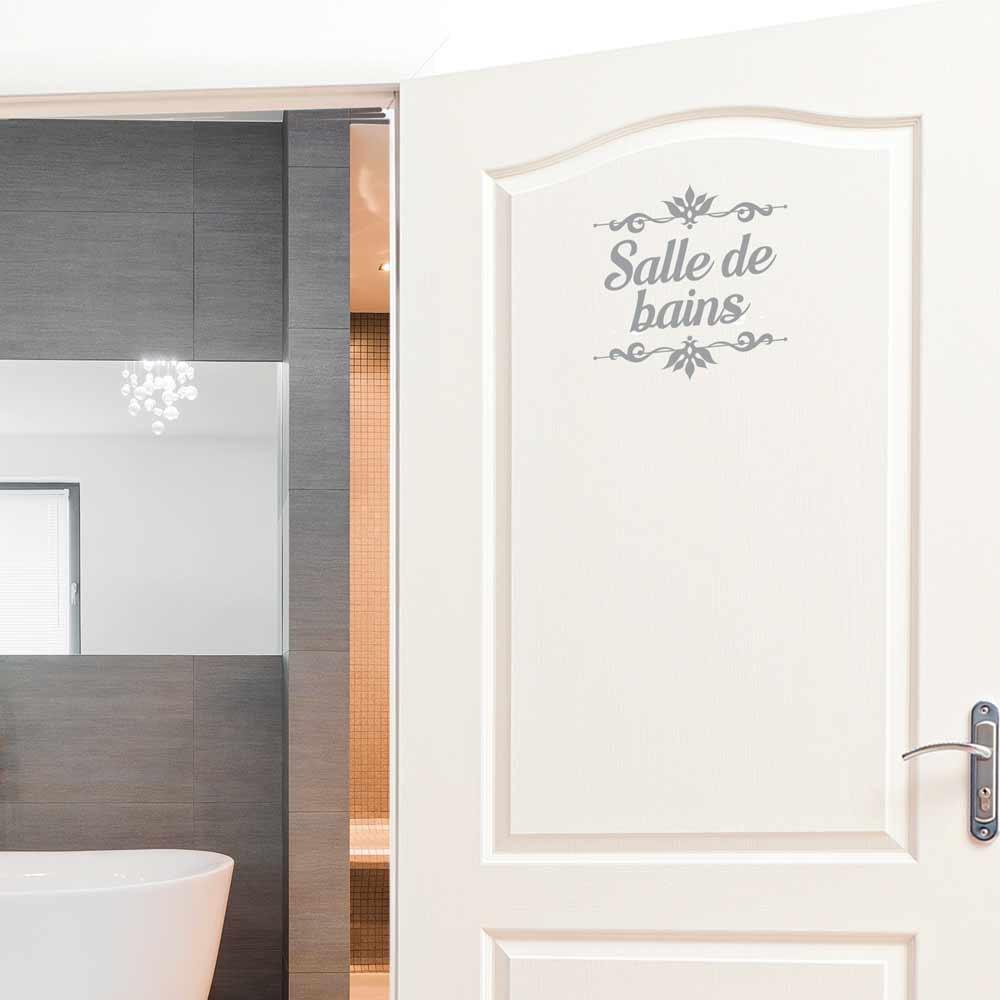 Les Trésors De Lily [R2095] - Door Sticker 'Bathroom' Gray - 20x20 Cm