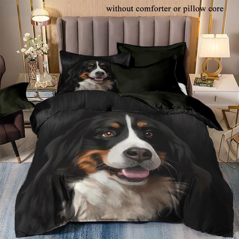 3D цифровая печать Серия домашних собак Новый трехсекционный комплект Шлифовальная ткань Пододеяльник Комплект постельного белья