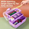 3 Layers Hairpin Storage Box Foldable Transparent Lid Toy Organizer Box Cartoon Large Capacity Jewellery Box Hair Accessories