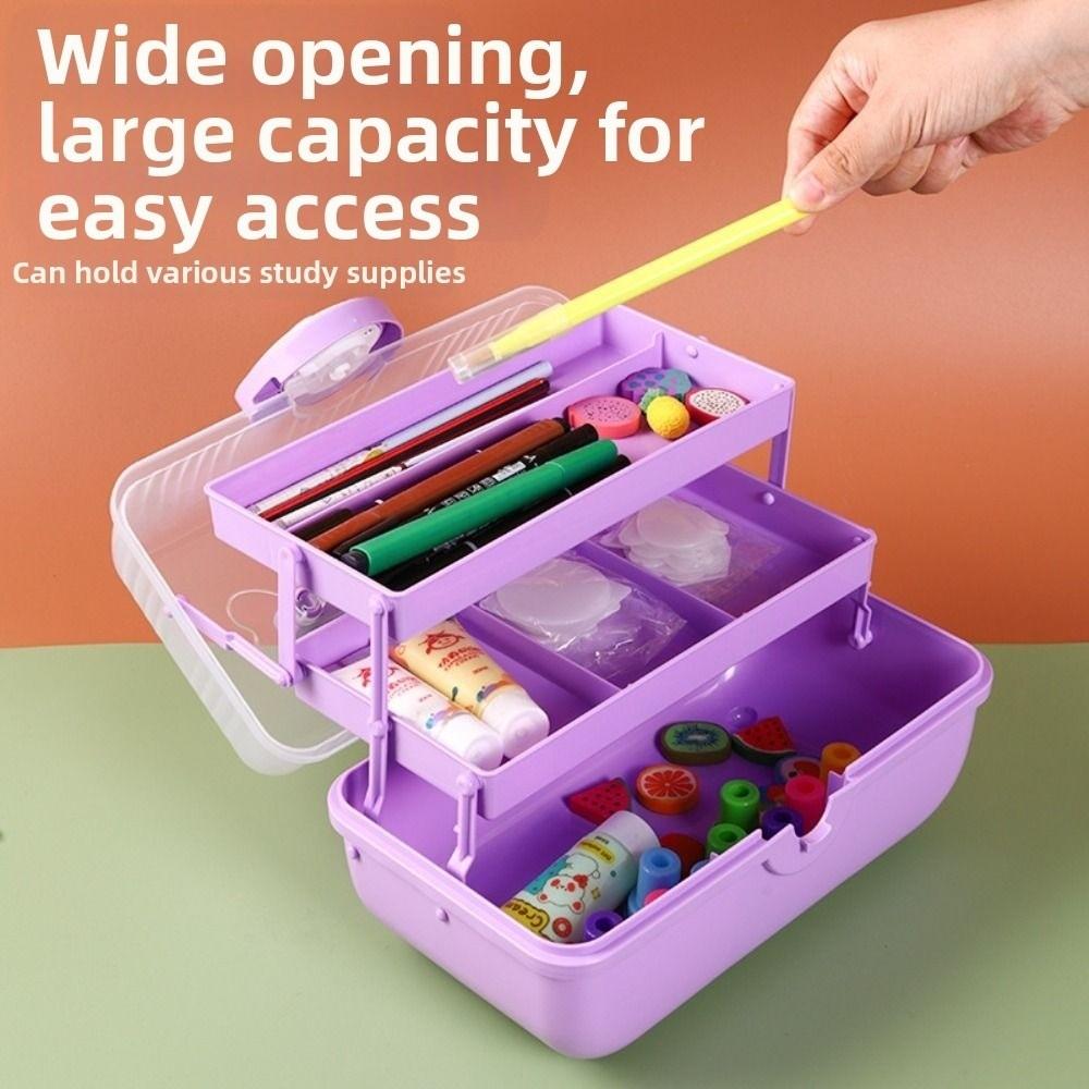 3 Layers Hairpin Storage Box Foldable Transparent Lid Toy Organizer Box Cartoon Large Capacity Jewellery Box Hair Accessories