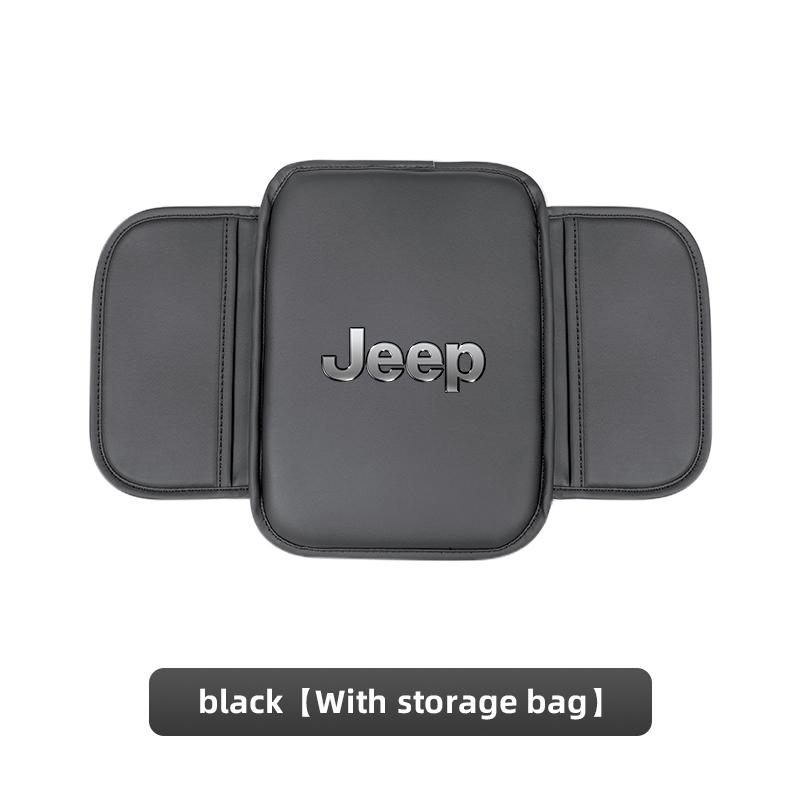 AIN4 PU Car Arm Rest Cushion Storage Pad Armrest Box Protective Cover For Jeep Renegade Compass Grand Cherokee Wrangler Gladiator