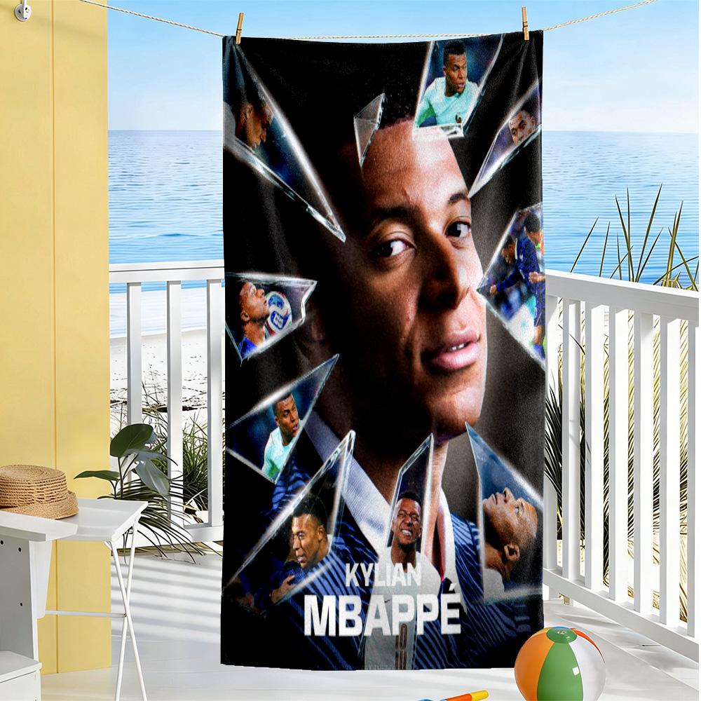 Star Player Kylian Mbappé Beach Towel Super Soft Absorbent Comfortable Lightweight Suitable for Swimming Gym Camping Yoga Vacation