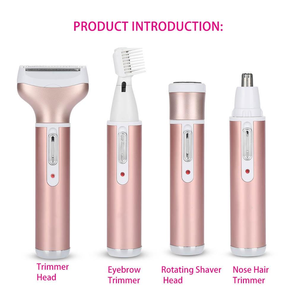 Набор для ухода за собой для женщин 4 в 1, портативный, мини-электробритва, триммер, цвет розовое золото