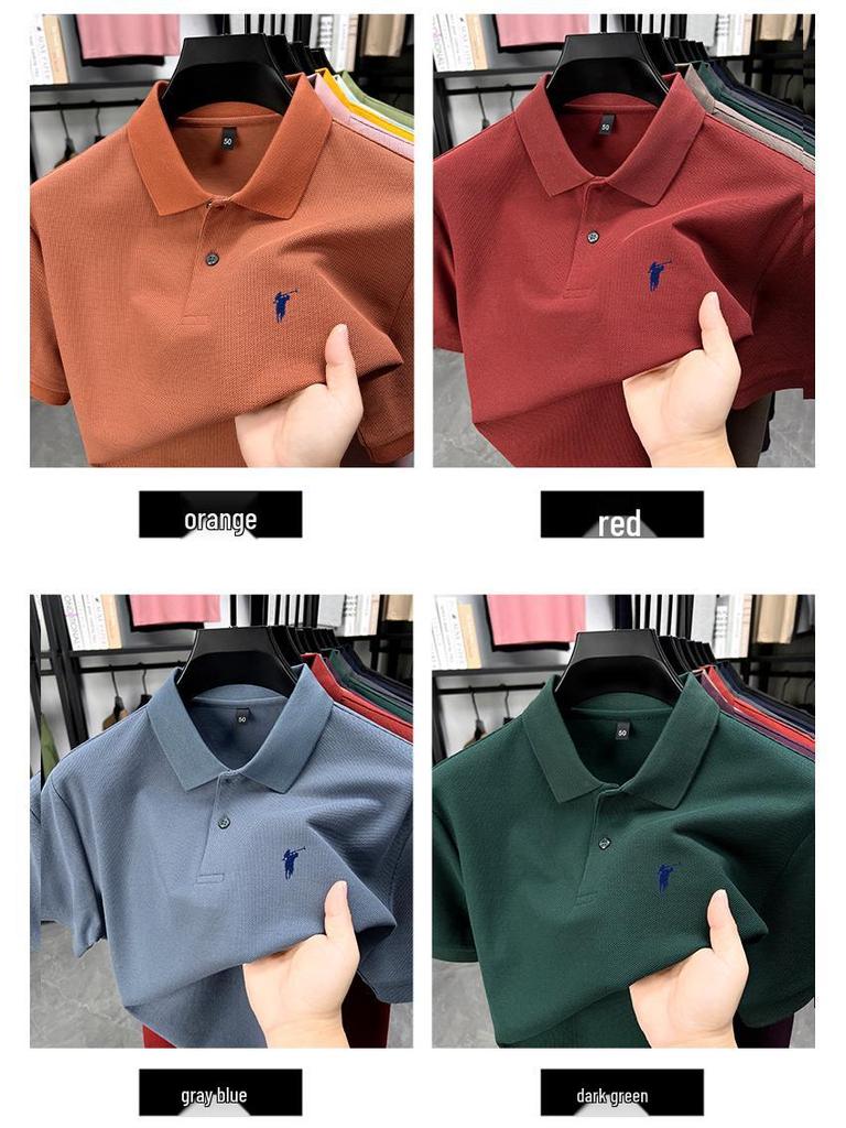 Мужская летняя футболка-поло из чистого хлопка с вышивкой логотипа пони 2025