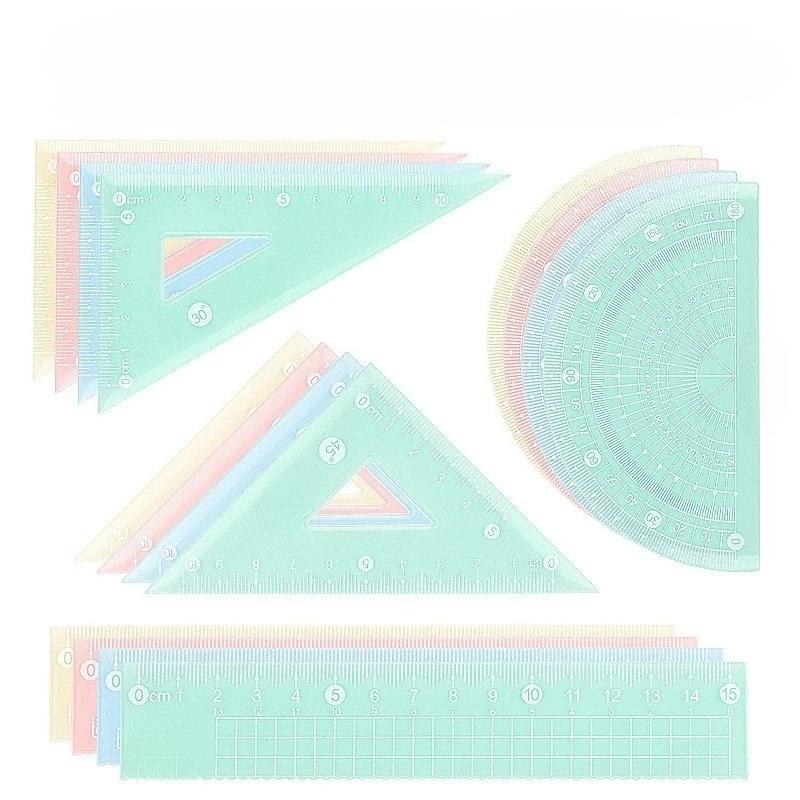 4 шт./набор 20 см Прямая линейка Многофункциональная математическая линейка Милые эстетичные школьные принадлежности Измерительные инструменты для школьников