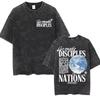 Идите, научите все народы Футболка Изношенный Хлопок Матфея 28:19 Библейских стихов Графическая футболка Христианский Винтажный Летний Топ
