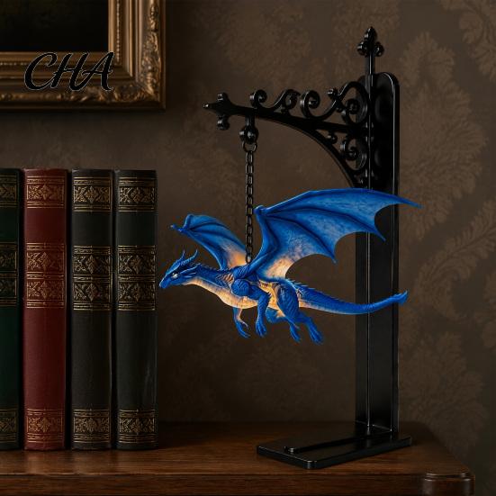 Fantasy Theme Gift Magical Flying Dragon Bookshelf Lamp, Warm Hanging Night Light, Desk Wall Ornament Reading Nook Decor, Unique for Lovers