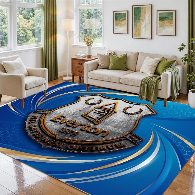 Everton Football Design Crystal Velvet Rug Soft Decorative Mat for Bedroom Entrance