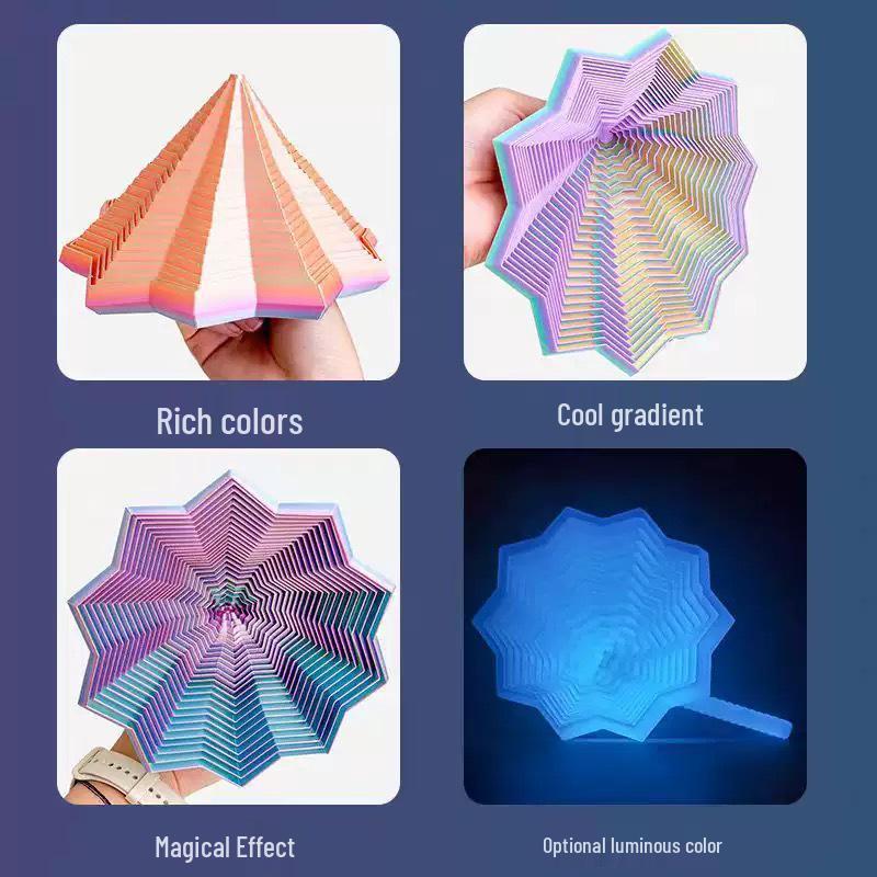 3D Printed Radish Tower Fidget Toy: Stress Relief and Optical Illusion Polygonal Design with Handle