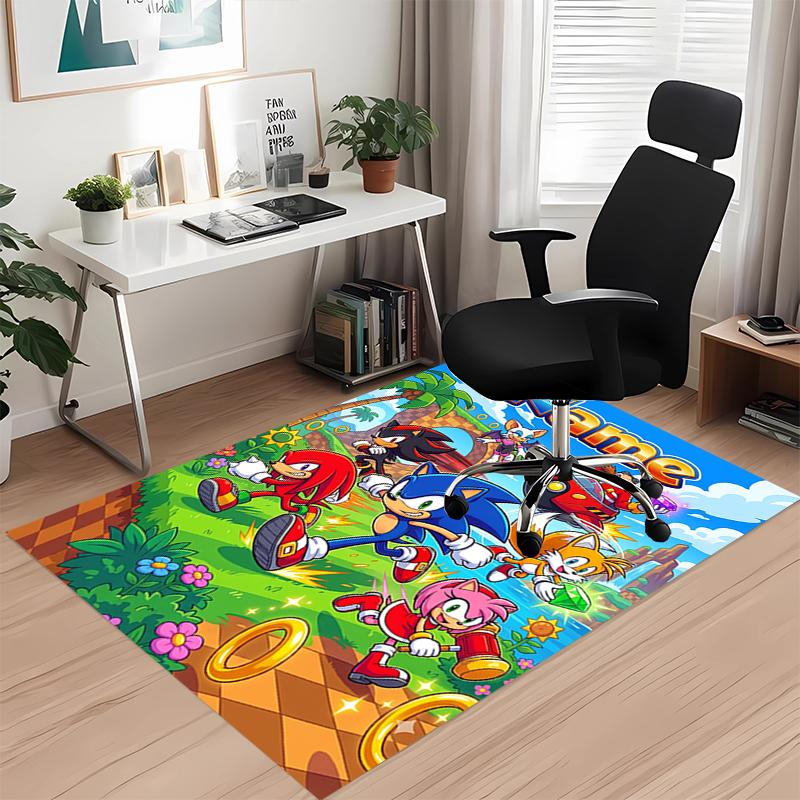 Custom Name Sonic Printed Carpet Rug For Office Chair Living Room Bedroom Kitchen Room Decor Gifts