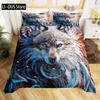 Комплект постельного белья с изображением волка, комплект постельного белья Queen для детей и подростков из микрофибры с изображением животных, комплект постельного белья с рисунком снежного волка и принтом диких животных