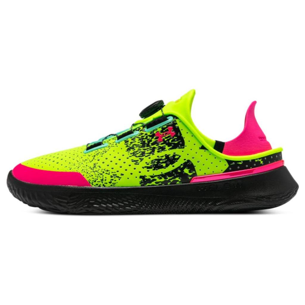 Under Armour Ua Flow Slipspeed Low Top Casual Running Shoes With Boa Dial Unisex Sneakers Pink Green 3027057-300