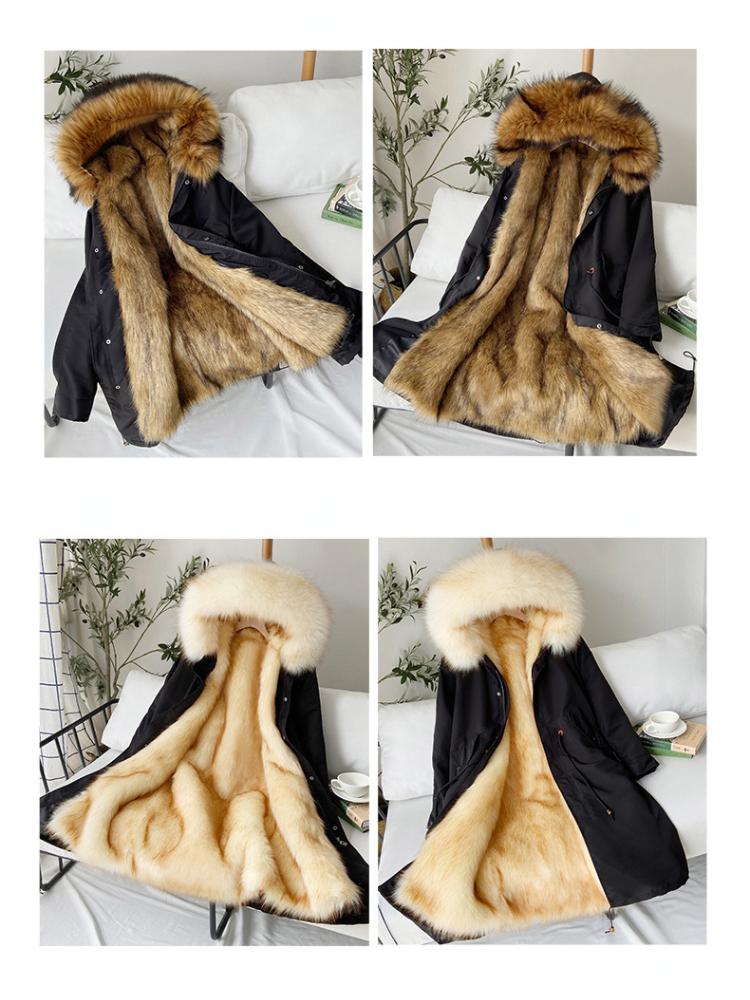 Пальто из искусственного меха, свободное пальто, толстое теплое мужское плюшевое пальто, внутренняя подкладка из лисьего волоса, съемный воротник, длинные меховые парки, меховая куртка