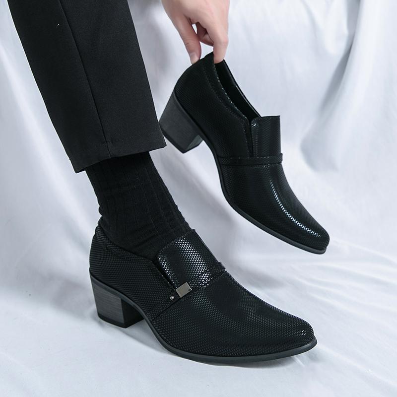 Мужские туфли на высоком каблуке, черные кожаные дерби, свадебное платье, танцевальные деловые туфли, формальные туфли для увеличения роста, смокинги, блейзеры, туфли больших размеров