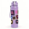 1PC Colorful Sticker Patch Collage Print 750ml Color Plastic Sports Water Bottle Leakproof Flip Straw Lid Suitable for Sports Office Home Use
