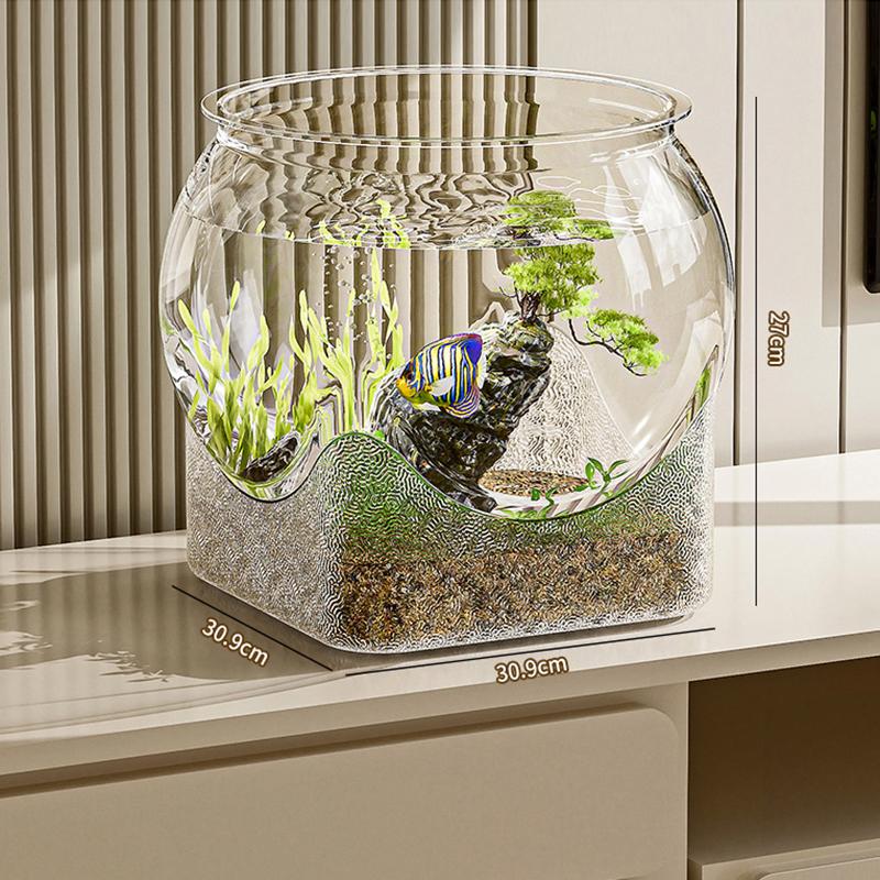 Ultra Clear Round Fish Bowl Plastic Removable Desktop Fish Tank Ultra Clear Viewing Tank Small Aquarium Tabletop Ornament