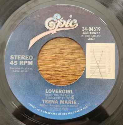 7-дюймовая пластинка TEENA MARIE Lovergirl 3404619 Epic 1984 США SoulFunk Б/у