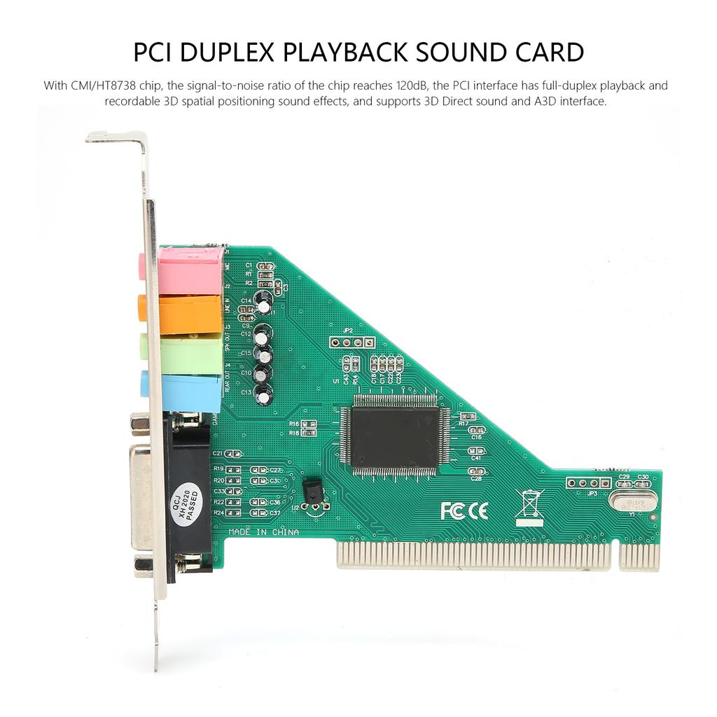 PCI Sound Card 120dB Duplex Playback Computer Accessory with 4 Channel for 98 8738