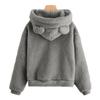 Winter Women's Hoodies Winter Women Long Sleeve Rabbit Ear Hood Sweatshirt Cute Plush Warm Casual Hoodie Tops