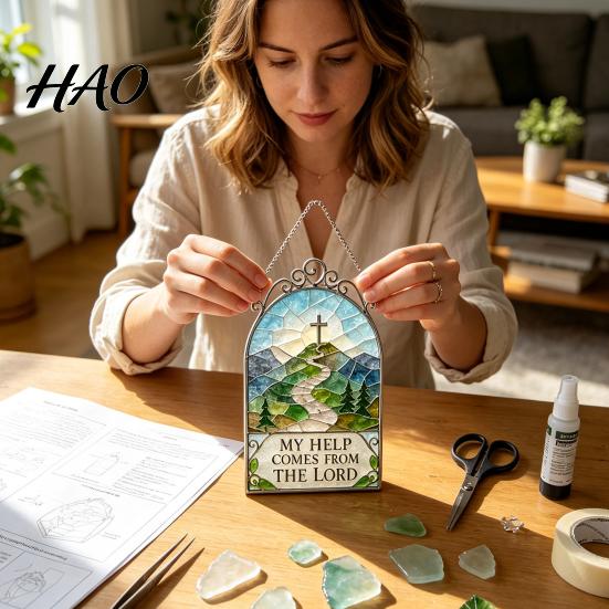 Unique Home Decoration Ideas Scripture Sea Glass Suncatcher DIY Kit, Christian Mosaic Art Craft Creative Holiday Gift Faith Inspired Window