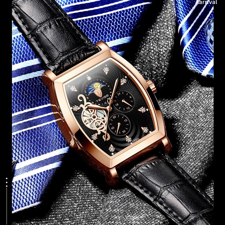 TEVISE Watch Barrel Watch Tourbillon Star Механический мужской ремень