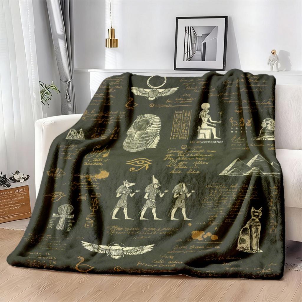 Classic Style, Vintage Egyptian Pattern Blanket Soft, Warm, and Comfortable, Suitable for Sofa, Bed, Office, and Travel