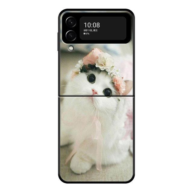 Жесткий чехол для телефона с милым котом и котенком для Samsung Zflip3 Zflip Z Flip3 5g Flip