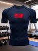 Men's White American Flag Shooter Silhouette Compression T-Shirt Tactical Print Quick Dry Gym Workout Top