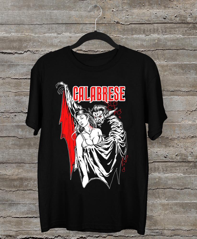 Коллекция Calabrese Band Короткий рукав Подарок Веер Черный Все размеры Унисекс Футболка OM515