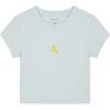 Round Neck Letter Short Sleeve T-Shirt Women Tops Light-Blue 47AB802-D1T