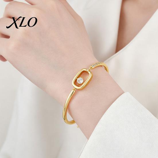Elegant Geometric Cuff Bangle Sparkly Zircon Bracelet for Women, Shiny Rhinestone Adjustable Bracelet, Statement Jewelry Daily, Banquets, Party