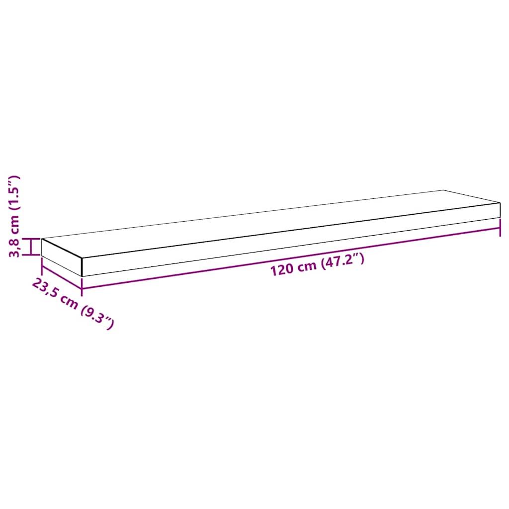 Floating Shelves Set 4 Pieces Oak Effect 120 x 23.5 x 3.8 cm MDF