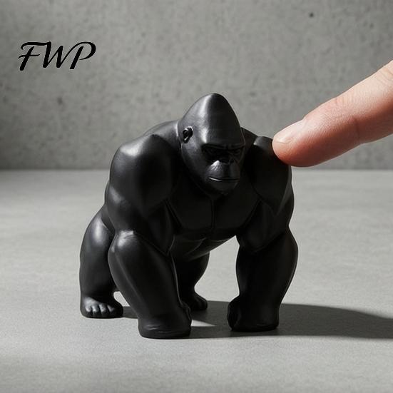 Sophisticated Space Styling 3D Printed Gorilla Sculpture Ornament Minimalist Modern Art Figurine with Multi-scenario Ornaments Detailed Texture