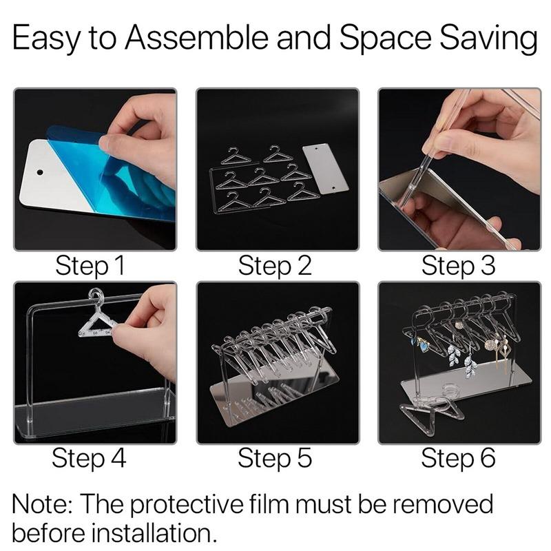 Вешалка для сережек с мини-вешалками Акриловый дисплей для сережек с инструментом для 8 пальто