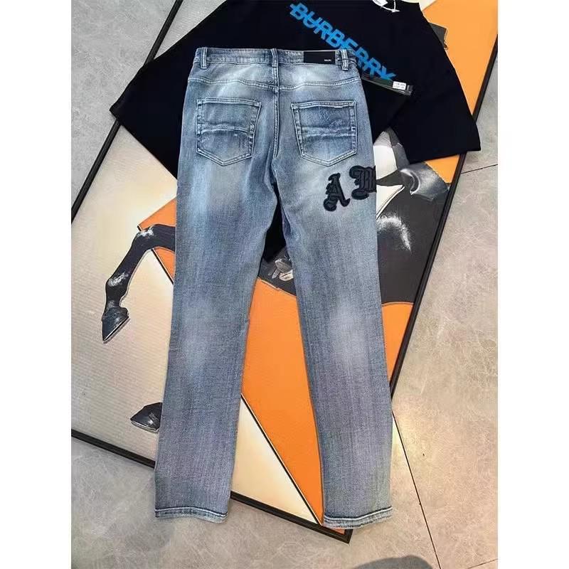 High Street Embroidered Anir Slim Fit Jeans - Men's Trendy Skinny Pants, Student Style