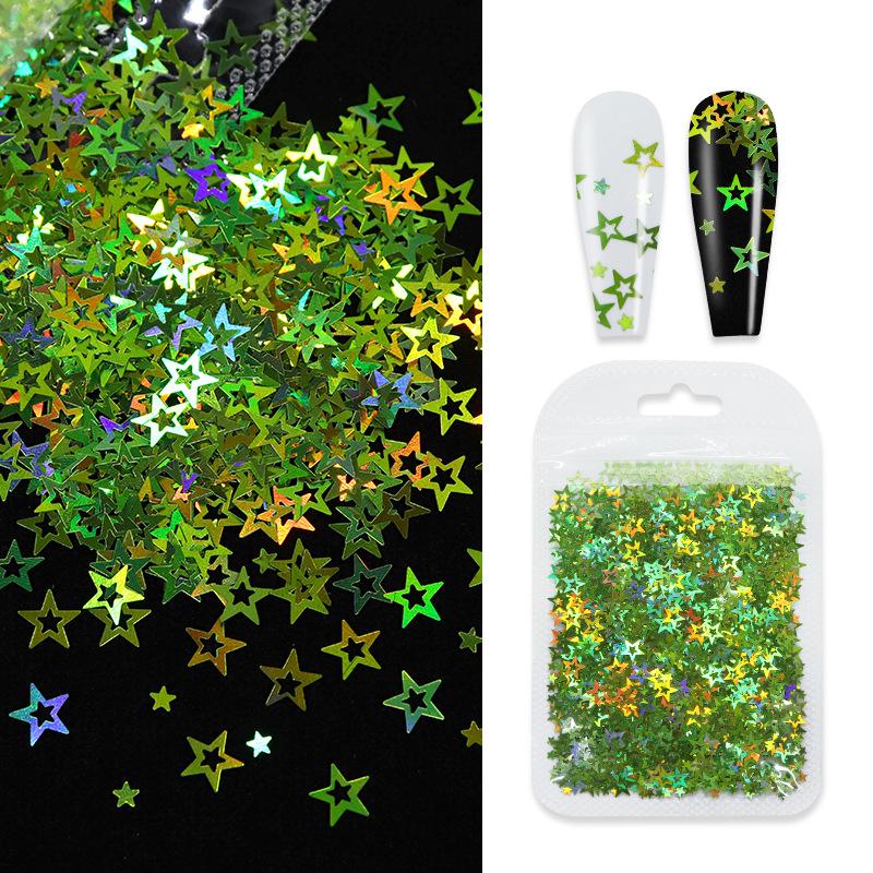 2 г/пакет, лазерная выдолбленная звезда, блестящие аксессуары для украшения ногтей, летние аксессуары для дизайна ногтей, полые пятиугольные звезды, блестящие товары для дизайна ногтей «сделай сам»