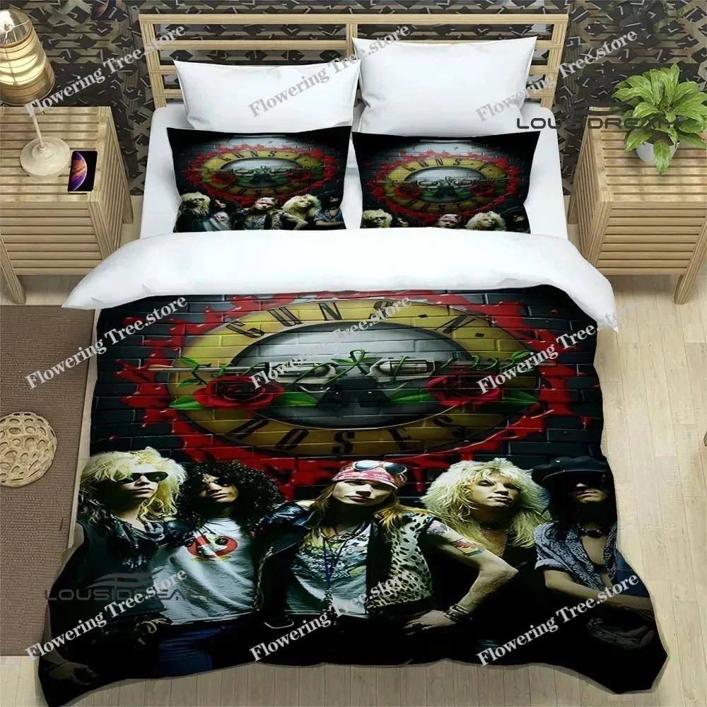 Комплекты постельного белья в ретро-стиле группы Guns N'roses Изысканный набор постельных принадлежностей Пододеяльник Комплект одеял Постельное белье Роскошный подарок на день рождения02