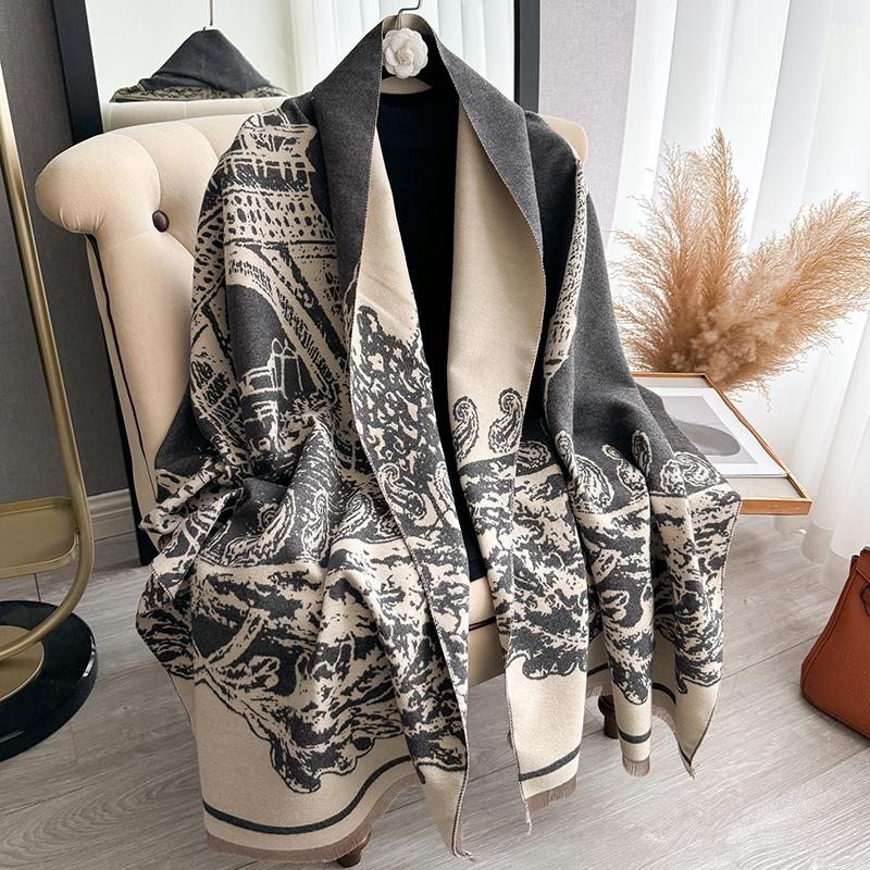 New Shawl Warm Winter Scarf Women Print Paisley Tower Cashmere Pashmina Thick Wrap Head Neck Foulard Luxury Blanket Echarpe