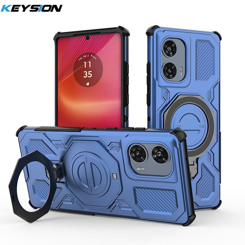 KEYSION Противоударный магнитный чехол для Motorola Edge 50 Fusion 5G с подставкой-кольцом для живого просмотра в вертикальном положении, чехол для телефона для MOTO Edge 50 Fusion 5G
