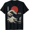 Funny Cat T-Shirt Featuring The Great Wave Kanagawa Surfing Design