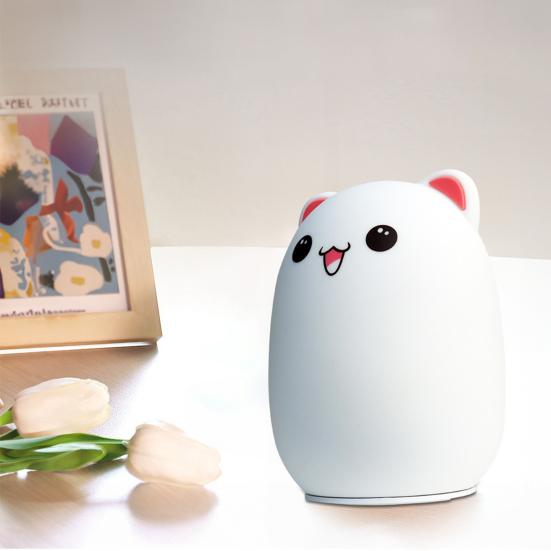 Милый силиконовый ночник с животными, функция автоматического выключения, затемняемый, перезаряжаемый, 7 цветов, детская лампа, прикроватное украшение