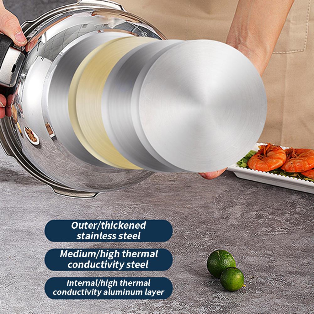 304 Stainless Steel Pressure Canners, 1.8L Dual Handle Kitchen Pressure Cooker, 4 KPA Mini Pressure Cookers With Auto Pressure Detection Protection