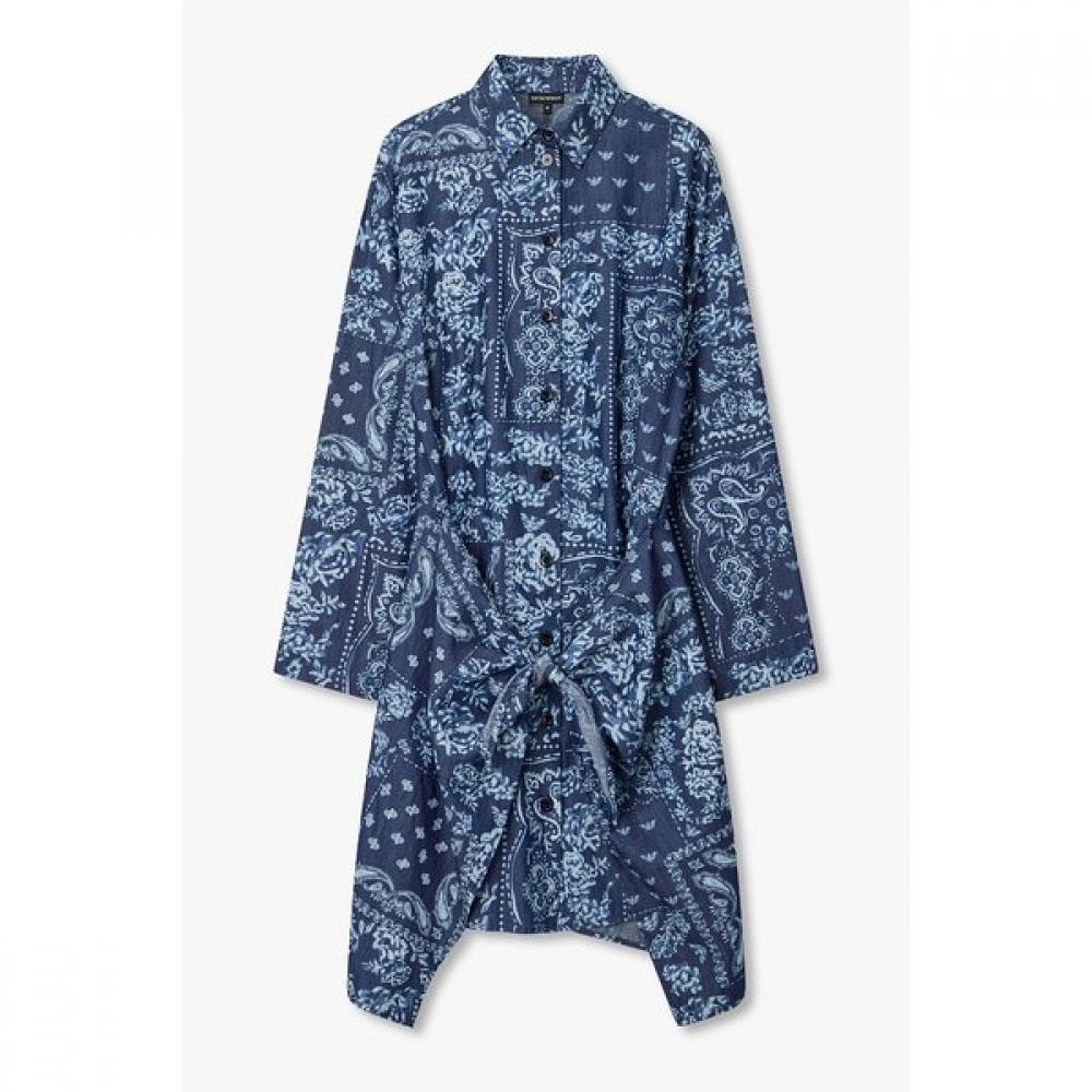 Emporio Armani Women Bandana Print Chambray Dress A526112509