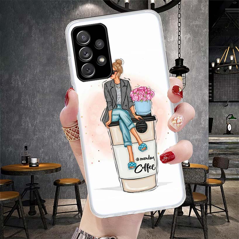Девушка Босс Женский Кофе Мягкий Чехол Для Телефона Для Samsung Galaxy S22 S23 S24 S25 Edge S26 Ultra S20 FE S21 Plus + Fundas Coque Galaxy