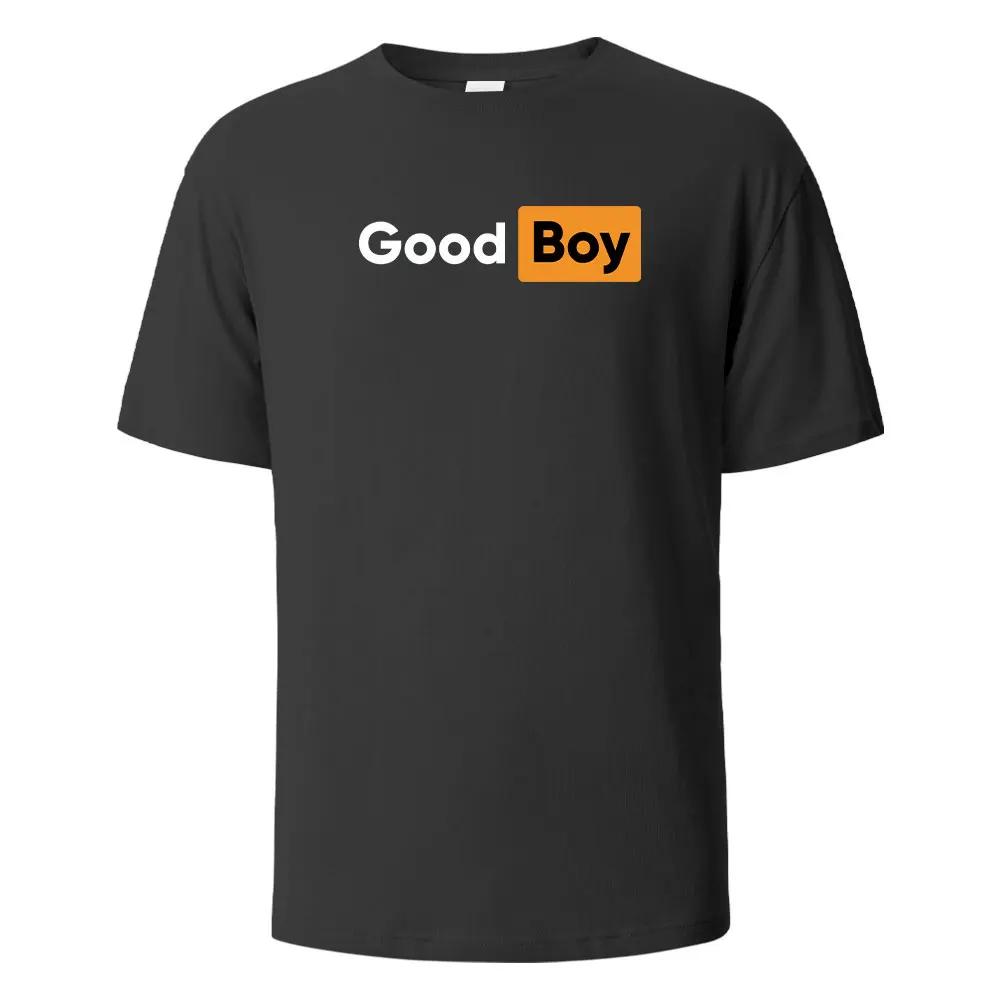 Летняя футболка Футболка с принтом Good boys мужская и женская 100% хлопок Круглый вырез оверсайз повседневный топ с коротким рукавом