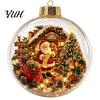 Decorative Acrylic Christmas Ornaments Tree Crystal Ball Pendant with LED Light, Built-in Christmas-themed Theme Hanging Charms Pattern Design,