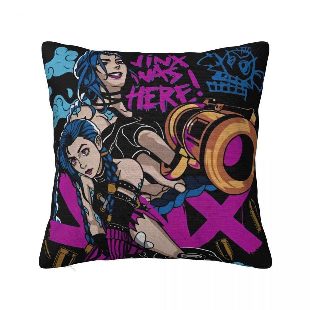 Наволочки квадратные с принтом Jinx из Arcane, Игровые, Для подушек, Полиэстер, Декоративные, Для автомобиля, 45*45 см