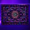 1 Set Fluorescent Tapestry Polyester Skull Flower Fabric UV Reactive Durable Pattern Tapestry for